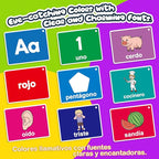 Spanish Flash Cards Toddler Bilingual Baby Cognitive Flashcards, Alphabet, Animals, Numbers, Shapes Colors, First Words, Body Parts,Emotions,Educational Toys Kindergarten Learning Activities