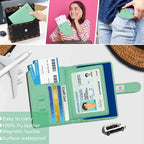 Melsbrinna Rfid Passport Holder for Travel women/Men, Cute Passport Wallet Rfid Blocking Card Slots, Rfid Passport Cover/CaseTravel Wallet, Passport Book Holder (1, Green3)