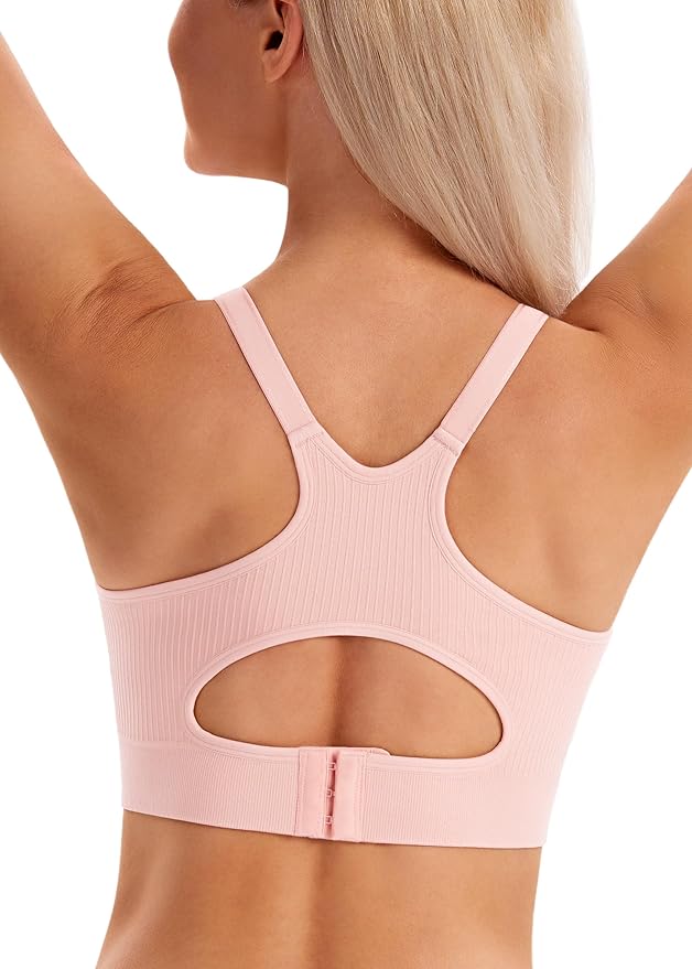 Angelhood Nursing Bras for Breastfeeding, Ribbed Nursing Sports Bra Yoga Maternity Bras Pregnancy Sleep Bralette