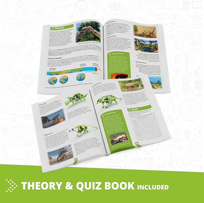 Engino STEM Kit, Learning About Dinosaurs, Building Toys for Kids 9+, STEM Projects, Learning & Education Toys, Engineering Kit, Gifts for Boys & Girls (5 Motorized Models)