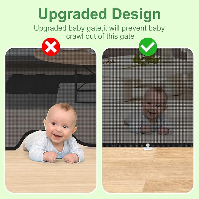 Retractable Baby Gate, Extra Wide Safety Kids or Pets Gate, 33” Tall, Extends to 55” Wide, Mesh Safety Dog Gate for Stairs, Indoor, Outdoor, Doorways, Hallways(33”x55”- Black)