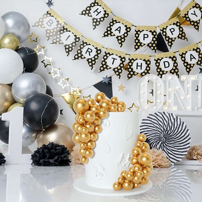 75 Pieces Gold Cake Balls Topper Decorations Foam Cupcake Topper Mini Balloon Cake Topper Balls Cake Picks for Cake Deco Birthday Party Wedding
