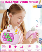 Upgraded Fast Push Game Popping Fidget Toys for Kids, Funny Toys with LED Screen for Kids 3-12, Birthday Gifts for Girls and Boys Bubble Stress,Handheld Puzzle Game Sensory Toys (Unicorn)