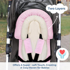 COOLBEBE New Babybody Support & Strap Covers Set for Newborn Infant Toddler- Extra Soft Stroller Cushion Pads Car Seat Insert, Perfect for Carseats, Strollers, Swings, Pink