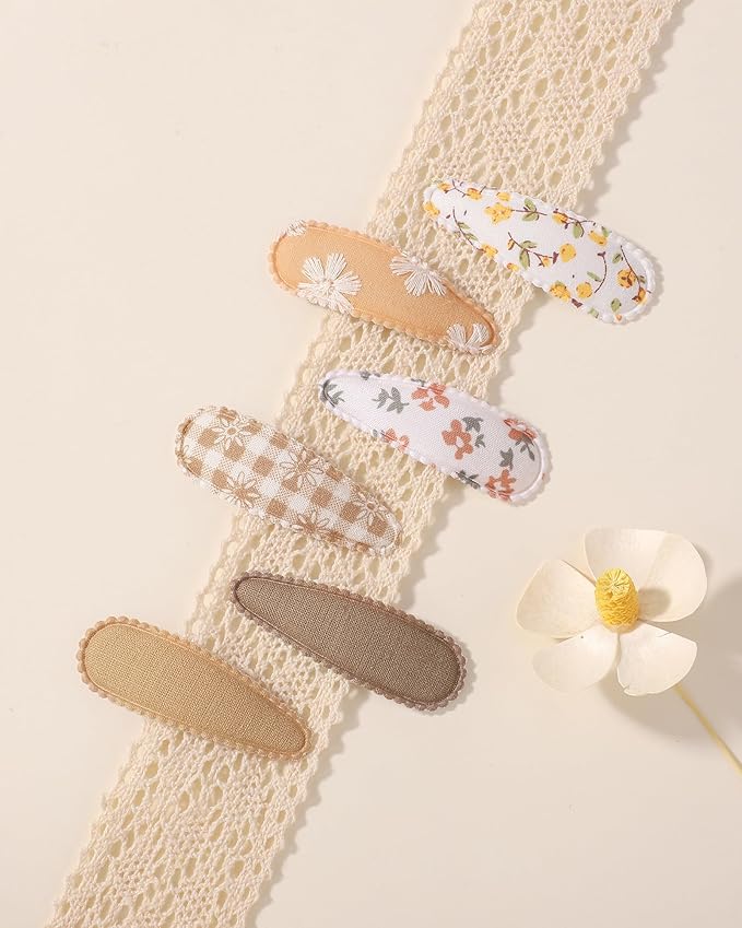 doboi 40Pcs Toddler Hair Clips Baby Girl Hair Bows Clips Floral Print Non Slip Wrapped Snap Hairpins Flower Clips for Hair Barrettes Hair Accessories for Baby Toddler Girls Kids