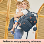 Dikaslon Diaper Bag Backpack with Portable Changing Pad, Pacifier Case and Stroller Straps, Large Unisex Baby Bags for Boys Girls, Multipurpose Travel Back Pack Moms Dads, Peacock blue