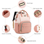 Diaper Bag Backpack, Diaper Bags for Baby Girls Boys, Baby Bags for Moms Dads, Nappy Changing Bag with Insulated Pockets,Multi-functional Waterproof Backpack with Stroller straps -Pink light pink