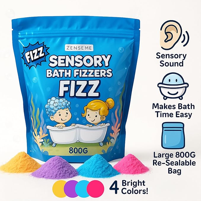 Bath Bombs for Boys - Bath Fizzies Kids Powder – 4 Fizzing Bath Colour Changing Bubble Powder for Children – Fun & Educational Bath Gift Set - Sounds and Sensory Fun