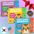 New! Learn Korean for Kids, Momo Learns Korean Vol. 1, Bilingual Korean Baby Book for Kids, Babies & Toddlers 1-3, Kids Board Book w/ Hangul, First Words & Songs, Language Toy for Preschoolers 0-3