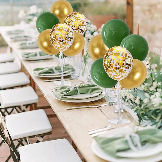 TONIFUL 4 Set Sage Green Gold Balloon Centerpieces for Table,Balloon Stand Centerpiece Table Decorations for Birthday Baby Shower Woodland Party Decorations Christmas