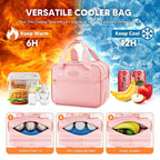 PIIOSER Breastmilk Cooler Bag with Ice Pack, Compatible with Wearable Breast Pumps & Accessories - Portable Pumps Carrying Case for Nursing & Working Moms, Pink