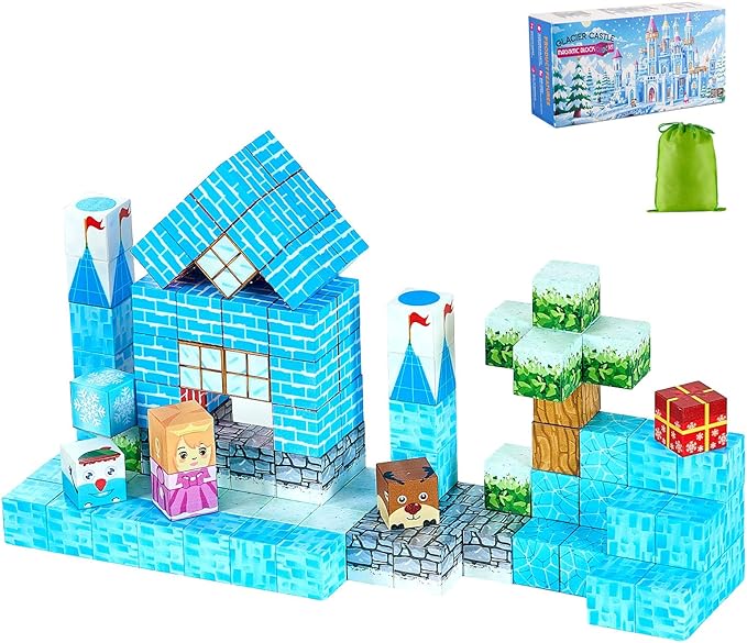 VEVOR Magnetic Blocks, 150 PCS Glacier Castle Set, Magnetic Building Cubes for Kids, STEM Montessori Sensory Toys for Christmas Birthday Gift, Construction Stacking Toy for 3+ Years Old Boys & Girls