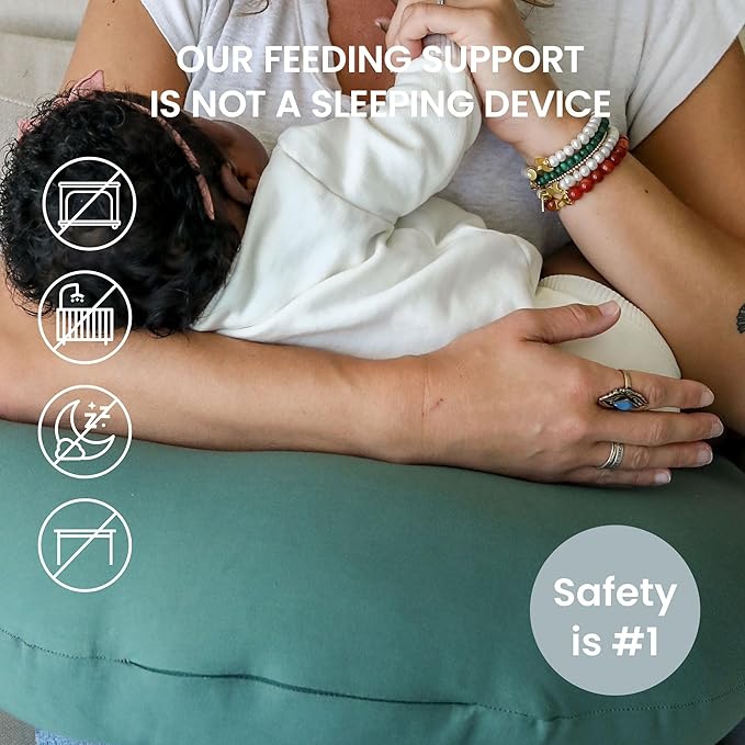snuggle me Organic Nursing Pillow (New 2025 Design) | Bottle & Breastfeeding Pillow with Organic Cotton Cover & Fiberfill, Machine Washable Feeding Pillow, Newborn Essentials Must Haves (Moss) - v2