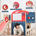 Toddler Outdoor Climber Playset with Basketball for Kids Ages 1 to 3 Years Slide and Swing Set 12 in 1 Playground Indoor Slide for Kids Durable Ecofriendly Plastic Backyard Playset Red