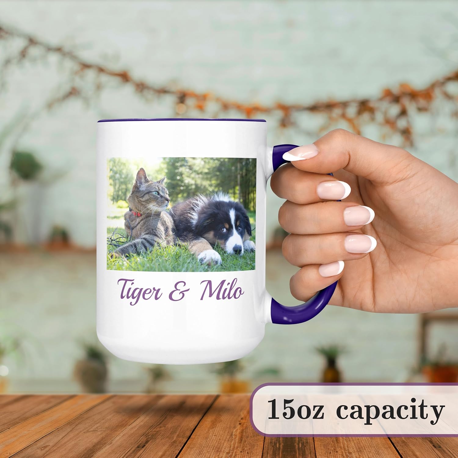 Personalized Coffee Mug, Custom Photo Text 15 Oz Ceramic Mug, Customized Picture Name Tea Cup, Unique Gift Idea, Taza Cafe Personalizadas Fotos, Cute Custom Gifts Mom Women Men, Mother's Day, Navy