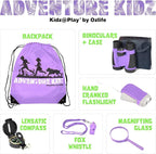 Adventure Kidz - Outdoor Exploration Kit, Children’s Toy Binoculars with Case, Flashlight, Compass, Fox Whistle, Magnifying Glass, Backpack. Great Kids Set for Camping, Hiking, STEM, Pretend Play.