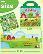 Benresive Reusable Sticker Book for Toddlers 2-4 Years, Fun Travel Stickers for Kids, Waterproof Sticker Books for Toddlers 1-3, Crafts Activities for Todddlers 1-3 2-4 3-5 - Farm