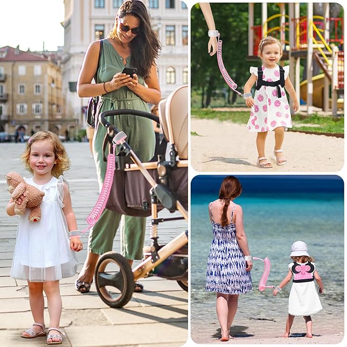Accmor Toddler Harness Leashes + Anti Lost Wrist Link, Cute Kids Harness Child Leash for Girls, Adorable Child Anti Lost Leash Baby Walking Harness Belt Strap Protector for Outdoor Travel