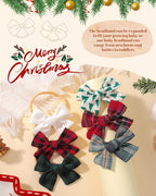 doboi 6PCS Christmas Baby Girls Headbands Hair Bows Nylon Cotton Linen Hairbands Fine Handmade Hair Accessories for Newborn Infant Toddlers Little Girls- Red Green Plaid