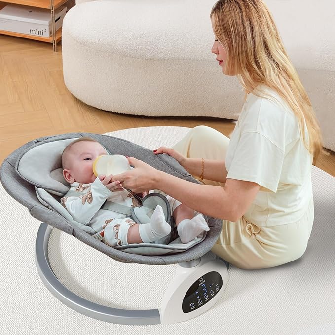 Electric Baby Swing and Portable Bluetooth Infants Swing with Music Speaker, 5 Sway Speeds, 3 Seat Positions, and Remote Control for Indoor Use Boy Girl