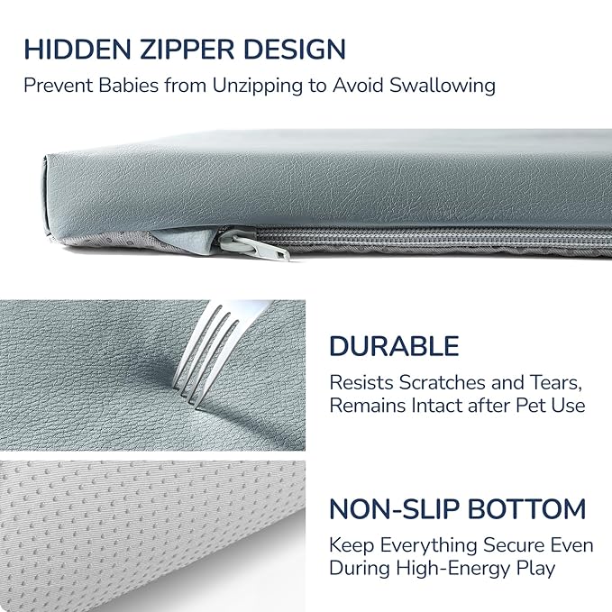 Baby Play Mat for Floor,1.3'' Thick Memory Foam Play Mat,50''x50'' Tummy Time Mat with PU Leather,Cushioned & Waterproof Playpen Mats,Non Slip Crawling Padded for Toddlers,Infants,Kids