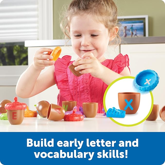 Learning Resources Alphabet Acorns Activity Set, Develops Letter Recognition, Educational Toys for Toddlers, Homeschool, Visual & Tactile Learning Toy, 78 Pieces, Ages 3+