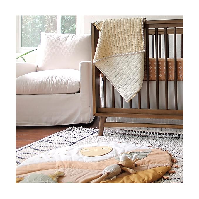 Crane Baby Activity Mat with Interactive Toys, Safari Zoo Themed Tummy Time Floor Mat, 36x36 Quilted Cotton Playmat, Infant Development Toys, Playmats for Newborn