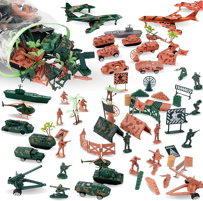Liberty Imports Military Air Force Navy Deluxe Action Figures Army Men Soldiers Playset with Scaled Vehicles (73 pcs)
