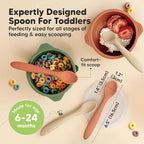 KeaBabies Silicone Baby Spoons, Self Feeding 6-12 months - 3-Pack Baby Weaning Eating Utensils,Toddler First Food Training Spoon,Infant,Kids Feeding Supplies Essential Set,Dishwasher-safe (Terracotta)