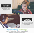 MEE audio KidJamz KJ55BT Bluetooth Wireless Safe Listening Headphones for Children with LED Lights, 85dB Volume Limiter, Microphone, & 40h Battery; Kids Headset for School/iPhone/iPad/Tablet (Black)