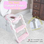 Musical & Sound Toddler Potty Training Seat w/Step Stool Ladder - Collapsible & Adjustable Toilet, Pre Assembled Toddler Toilet Seat w/Music & Sounds - Splash Guard & Anti-Slip Steps - Pink