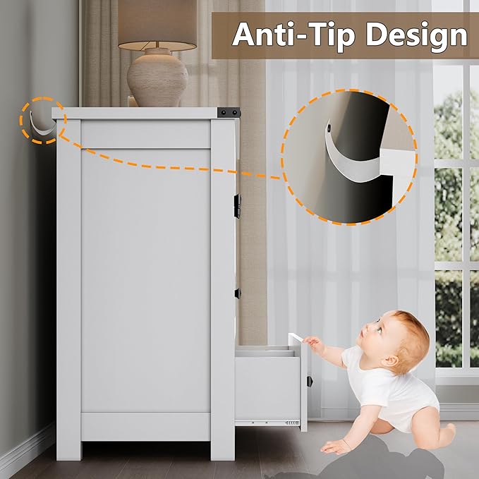 7-Drawer Dresser, Modern Wooden Storage Chest of Drawers, Dresser TV Stand, Wood Drawer Organizer with Metal Handles for Bedroom, Living Room, Hallway