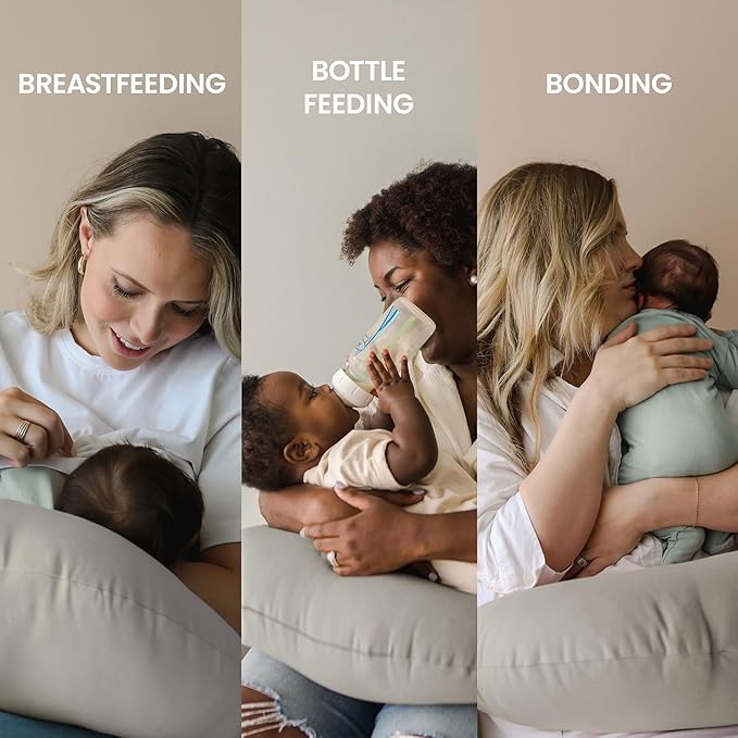snuggle me Organic Nursing Pillow (New 2025 Design) | Bottle & Breastfeeding Pillow with Organic Cotton Cover & Fiberfill, Machine Washable Feeding Pillow, Newborn Essentials Must Haves (Birch) - v2