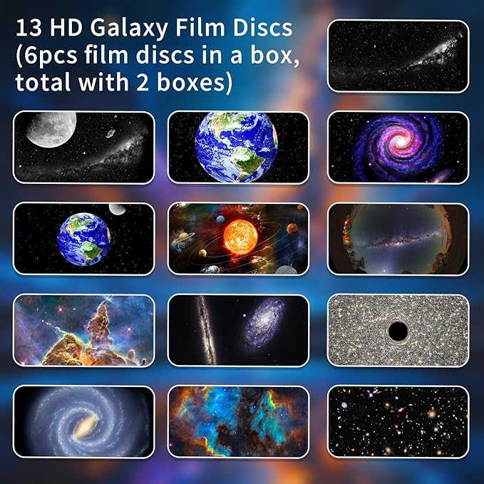 Planetarium Star Projector,Galaxy Projector for Bedroom,Ultra Clear Galaxy Night Light with 4K Replaceable 13 Galaxy Discs 360 Degree Rotation Real Sky Light for Kids Room Birthday Valentines Gift