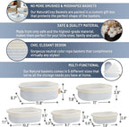 NaturalCozy 5-Piece Rectangle Storage Basket Set- Natural Cotton Rope Woven Baskets for Organizing! Small Basket for Montessori, Baby Nursery, Dog Toy Baskets, Cat Toy Box, Bathroom Organization Bin