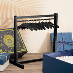 Civaner 11 Pcs Doll Garment Rack with Wooden Clothes Hanger for 18 Inch Girl Doll Clothes Mini Hangers Wardrobe Furniture Accessories for Dollhouse Baby Shower Supplies (Black)