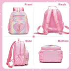 I IHAYNER Kids Glitter Lightweight Backpack for School Travel & Daycare, Toddler Backpack for Girls 3+ Preschool Kindergarten Elementary Kids Backpack-Rainbow Pink J