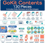 KeepGoing Travel First Aid Kit for Kids – 130 Pc. for Car, Home, Purse, Diaper Bag & Backpack with Latex-Free Bandages - Mini First Aid Kit Travel Size TSA-Approved