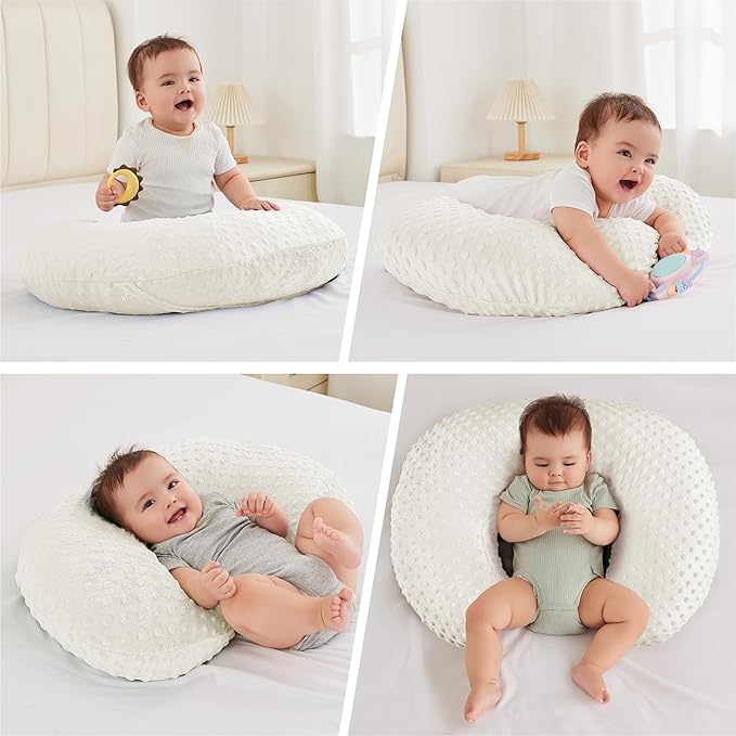 Nursing Pillow for Bottle and Breastfeeding, Ergonomic Comfort Nursing Essentials for Mom and Baby, Feeding Support Pillow with Removable Cover, Easier and Healthier Nursing (White)