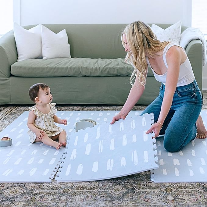 Baby Play Mats for Floor - Shoreline (4x6ft) - Premium EVA Foam Play Mat for Babies & Toddlers - Perfect for Tummy Time, Crawling, Playroom - Stylish & Comfortable Kids Play Mat