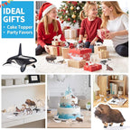 12PCS 4-7" Large Arctic Polar Animal Toys Figurines, Realistic Plastic Artic Animal Figures, Includes Polar Bear,Whales,Orca, Birthday Gift Party Favors Cake Toppers for Kids