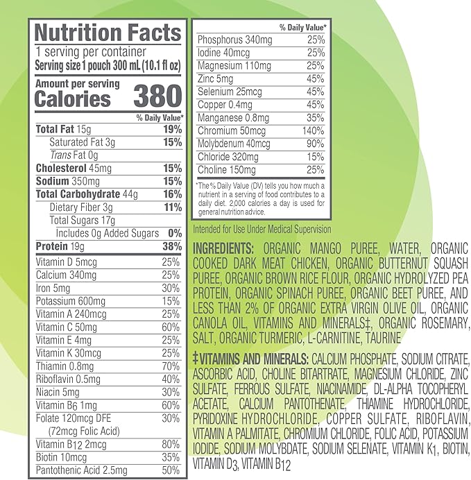 Nestle Compleat Organic Blends Oral Supplement Chicken-Garden 10.1 oz Pouch 24 Ct