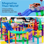 PicassoTiles 12pcs Race Track Add-On Magnetic Railway 5Styles Building Block Set Magnet Tiles Construction Toy STEM Learning Early Education Toys Blocks Child Brain Development for Kids Age 3+ PTR12