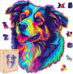 Australian Shepherd Dogs Wooden Puzzle 500pcs Stained Colorful Art Painting Wooden Puzzle for Kids Adults, Birthday Mother's Father's Day Christmas for Dad Mom Son Daughter(14.9 * 17.1in)