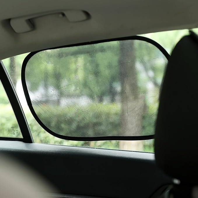 Funbliss Baby Car Mirror + 2-Pack Car Window Shades Bundle -100% Shatterproof, Wide Angle Convex