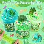 6 Packs Gradient Green Slime Kit - Cloud Butter Clear Slime, Crunchy Slimes for Kids with Various Slime Add-ins, Non Sticky Slimes Party Favors for Girls and Boys