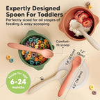 KeaBabies Silicone Baby Spoons, Self Feeding 6-12 months - 3-Pack Baby Weaning Eating Utensils, Toddler First Food Training Spoon, Infant, Kids Feeding Supplies Essential Set,Dishwasher-safe (Roseate)