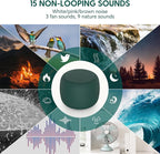 Babelio White Noise Sound Machine for Adults Kids Baby, Mini, 15 Non-looping Sounds, Timer, Memory Function, Easy to Pocket and Travel Green