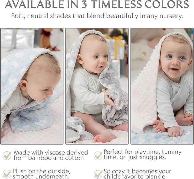 Ultra-Soft Baby Blanket - Lightweight & Breathable, Neutral Newborn Designs, Cloud Baby Crib, Infant, Toddler - 47"x47" Large
