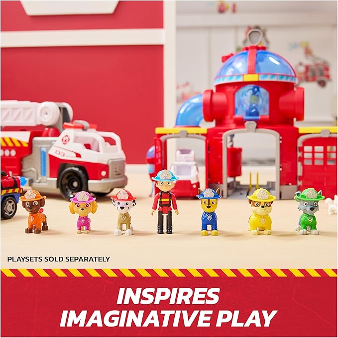 Paw Patrol Fire Rescue Team Pack with 7 Collectible Action Figures, Including Ryder & 6 Pups, Kids Toys for Boys & Girls Ages 3 and Up